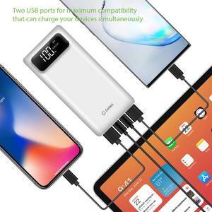 Portable Charger Battery Pack 10000mAh - Fast Charging Universal Power Bank with Dual USB Ports – USB Cables Included (White)
