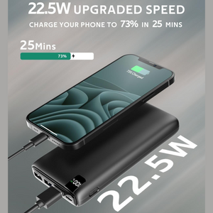CONXWAN 26800mAh Power Bank | 22.5W PD & QC 3.0 Fast Charger with 4 Outputs – USB-C External Battery for iPhone, Android, Tablets