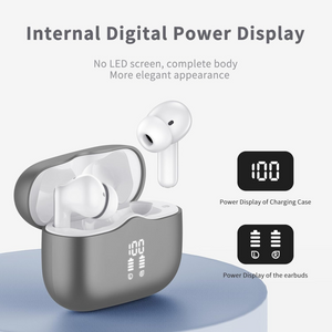 Wireless Earbuds Bluetooth 5.3 | HiFi Stereo, 4 ENC Mics, 40H Playtime, Dual LED Display, IP7 Waterproof – Dark Grey