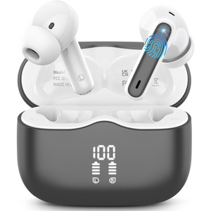 Wireless Earbuds Bluetooth 5.3 | HiFi Stereo, 4 ENC Mics, 40H Playtime, Dual LED Display, IP7 Waterproof – Dark Grey