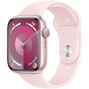 Apple Watch Series 9 [GPS, 45mm] - Pink Aluminum Case with Pink Sport Band, S/M (Renewed)
