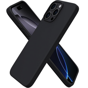 ORNARTO Compatible with iPhone 16 Pro Max Case 6.9", Slim Liquid Silicone 3 Layers Soft Gel Rubber Shockproof Protective Case with Anti-Scratch Microfiber Lining-Black