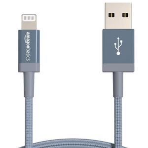 Amazon Basics USB-A to Lightning Cable | 3ft MFi Certified, Fast Charging, Nylon Braided – Dark Gray