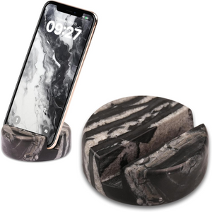 Marble Phone Stand for Desk | Stylish Holder for iPhone, iPad Mini – Boho Black Marble Office & Kitchen Decor