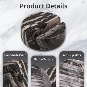 Marble Phone Stand for Desk | Stylish Holder for iPhone, iPad Mini – Boho Black Marble Office & Kitchen Decor